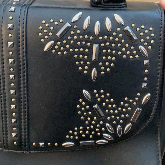 Black studded faux leather handbag - Picture 3 of 4